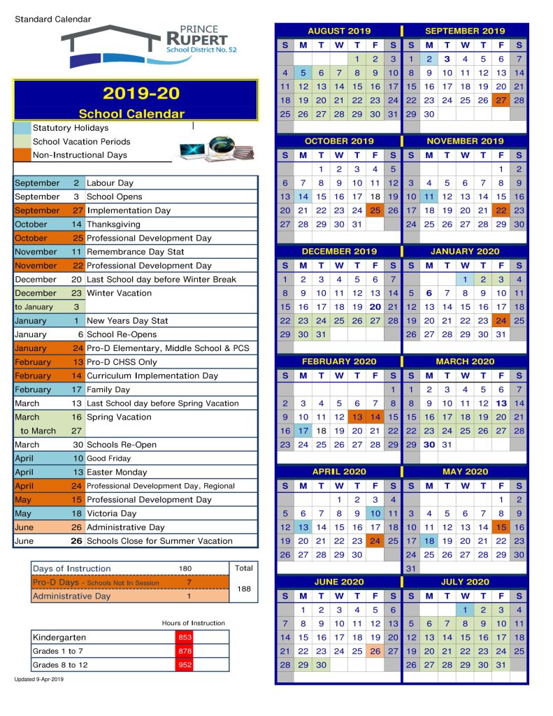 District School Calendar | School District 52